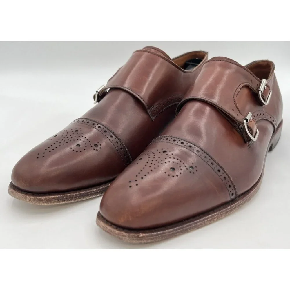 Allen Edmonds St. Johns Brown Leather Double Monk Strap Cap Toe Shoes Size 11D